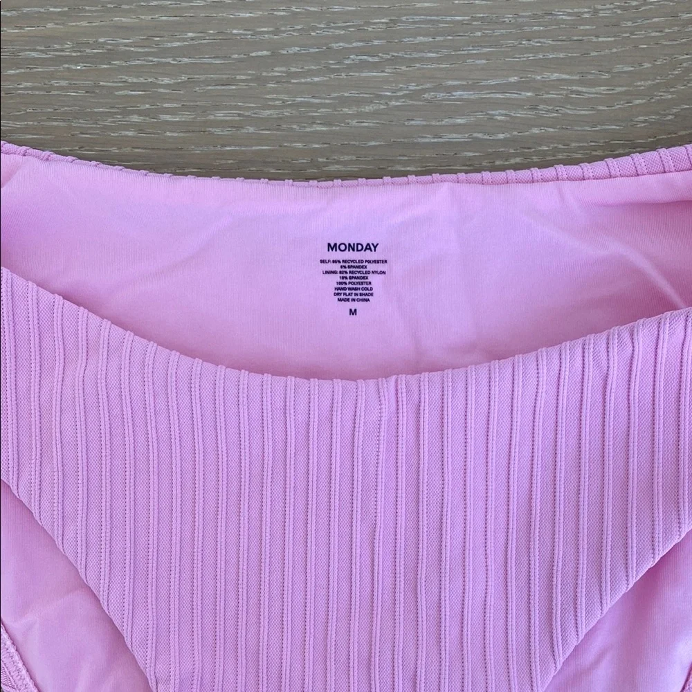Monday Swimwear Pink Ribbed Bikini Bottom